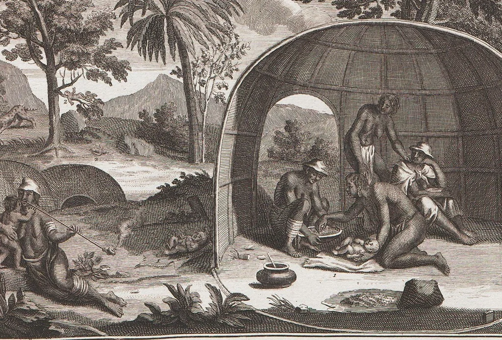 An illustration from Heilige Ceremonien, Gottes und Götzen-Dienste aller Völcker der Welt, Oder Eigentliche Vorstellung und summarischer Begriff, der vornehmsten Gottes-Dienstlichen Pflichten, Kirchen- und Tempel-Gebräuchen, der Christlich- und abgöttischen Völcker der gantzen Welt: Welche Nach des Berühmten Picarts Erfindung in Kupfer gestochen, und verlegt worden, 1748, leaf 237