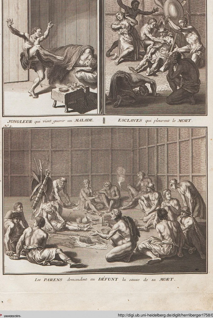 An illustration from Heilige Ceremonien, Gottes und Götzen-Dienste aller Völcker der Welt, Oder Eigentliche Vorstellung und summarischer Begriff, der vornehmsten Gottes-Dienstlichen Pflichten, Kirchen- und Tempel-Gebräuchen, der Christlich- und abgöttischen Völcker der gantzen Welt: Welche Nach des Berühmten Picarts Erfindung in Kupfer gestochen, und verlegt worden, 1748, leaf 246
