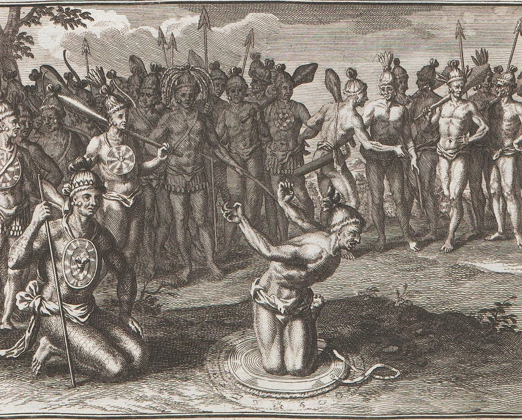 An illustration from Heilige Ceremonien, Gottes und Götzen-Dienste aller Völcker der Welt, Oder Eigentliche Vorstellung und summarischer Begriff, der vornehmsten Gottes-Dienstlichen Pflichten, Kirchen- und Tempel-Gebräuchen, der Christlich- und abgöttischen Völcker der gantzen Welt: Welche Nach des Berühmten Picarts Erfindung in Kupfer gestochen, und verlegt worden, 1748, leaf 253