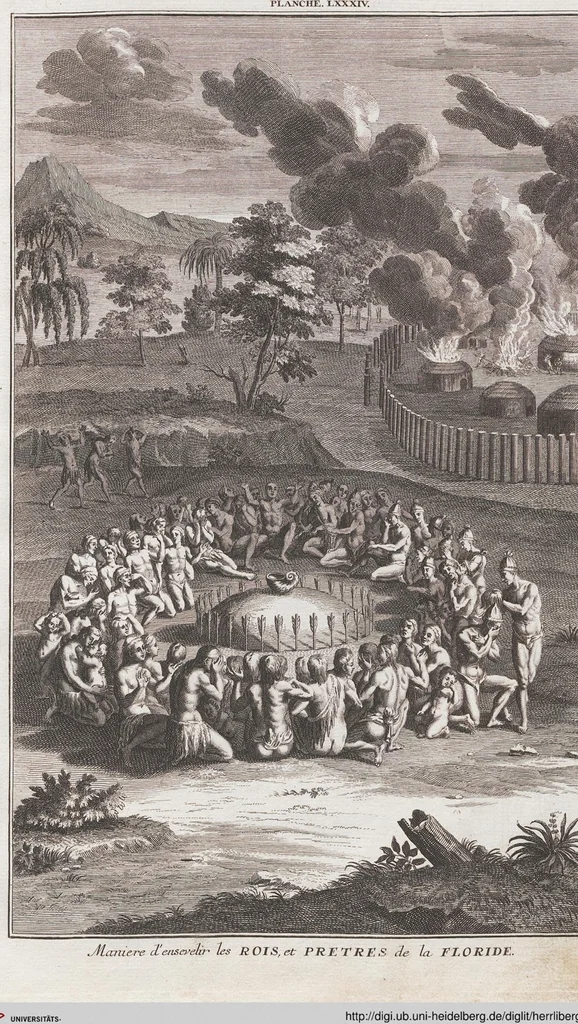 An illustration from Heilige Ceremonien, Gottes und Götzen-Dienste aller Völcker der Welt, Oder Eigentliche Vorstellung und summarischer Begriff, der vornehmsten Gottes-Dienstlichen Pflichten, Kirchen- und Tempel-Gebräuchen, der Christlich- und abgöttischen Völcker der gantzen Welt: Welche Nach des Berühmten Picarts Erfindung in Kupfer gestochen, und verlegt worden, 1748, leaf 254