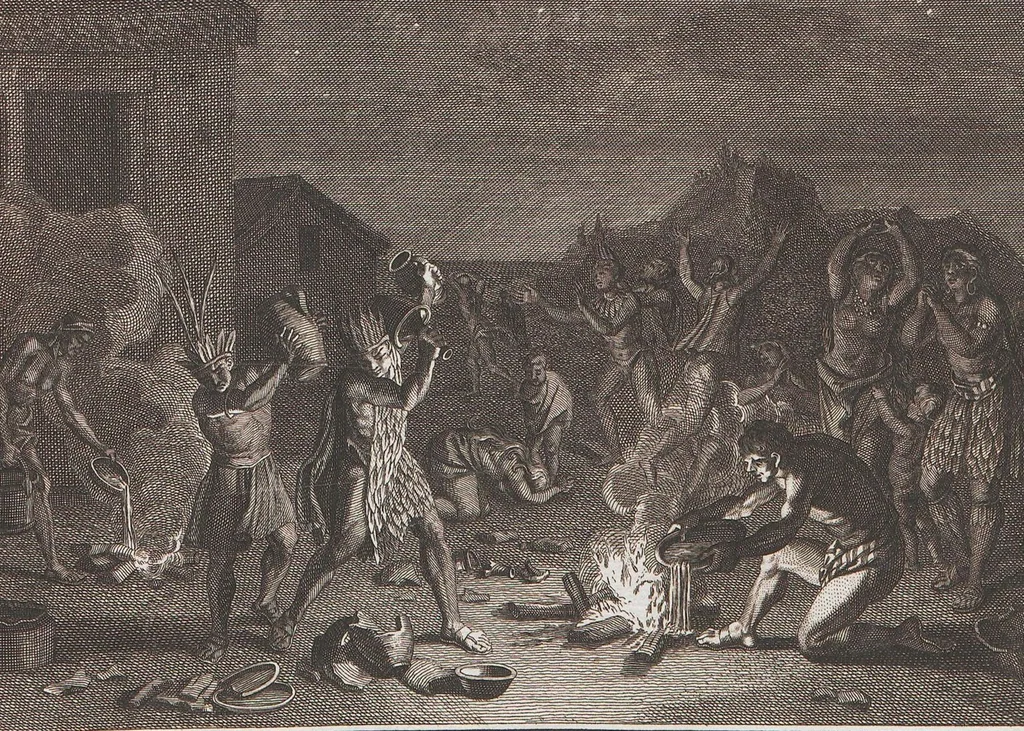An illustration from Heilige Ceremonien, Gottes und Götzen-Dienste aller Völcker der Welt, Oder Eigentliche Vorstellung und summarischer Begriff, der vornehmsten Gottes-Dienstlichen Pflichten, Kirchen- und Tempel-Gebräuchen, der Christlich- und abgöttischen Völcker der gantzen Welt: Welche Nach des Berühmten Picarts Erfindung in Kupfer gestochen, und verlegt worden, 1748, leaf 261