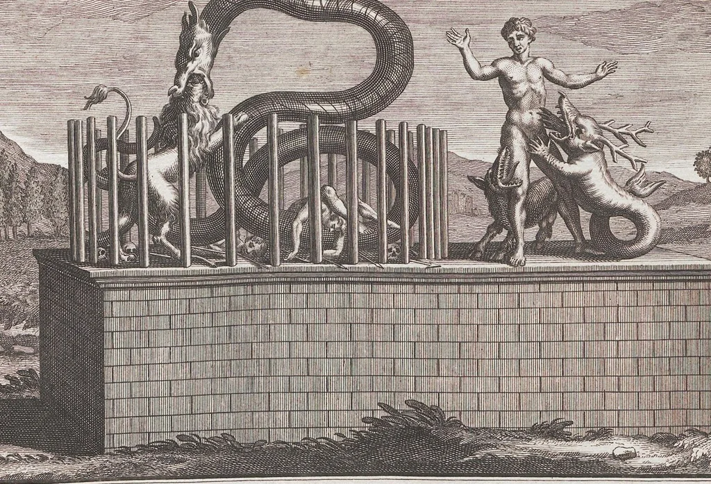 An illustration from Heilige Ceremonien, Gottes und Götzen-Dienste aller Völcker der Welt, Oder Eigentliche Vorstellung und summarischer Begriff, der vornehmsten Gottes-Dienstlichen Pflichten, Kirchen- und Tempel-Gebräuchen, der Christlich- und abgöttischen Völcker der gantzen Welt: Welche Nach des Berühmten Picarts Erfindung in Kupfer gestochen, und verlegt worden, 1748, leaf 264