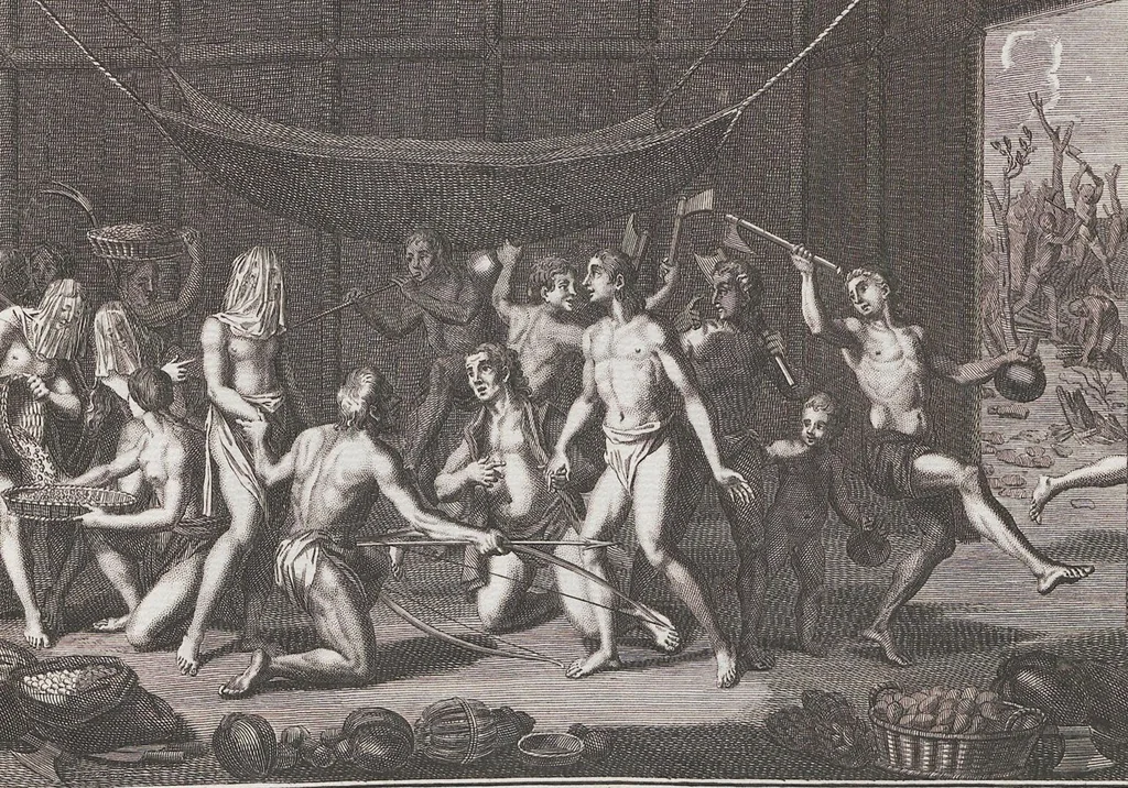 An illustration from Heilige Ceremonien, Gottes und Götzen-Dienste aller Völcker der Welt, Oder Eigentliche Vorstellung und summarischer Begriff, der vornehmsten Gottes-Dienstlichen Pflichten, Kirchen- und Tempel-Gebräuchen, der Christlich- und abgöttischen Völcker der gantzen Welt: Welche Nach des Berühmten Picarts Erfindung in Kupfer gestochen, und verlegt worden, 1748, leaf 265