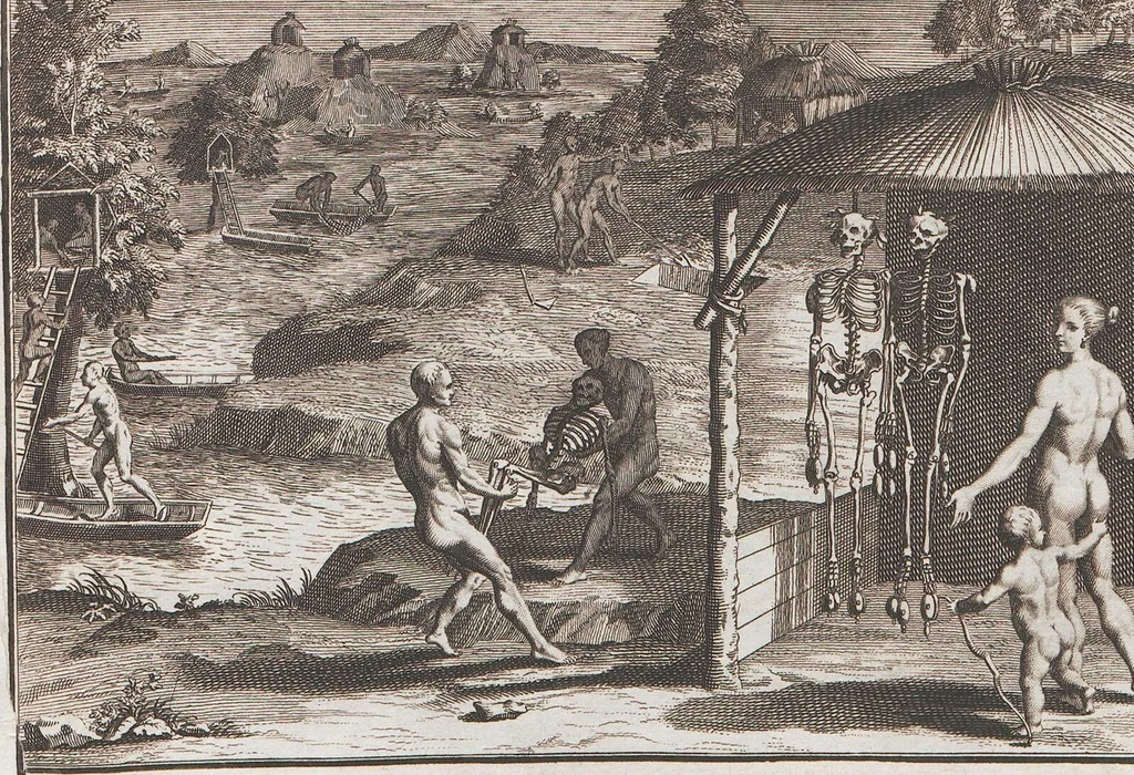 An illustration from Heilige Ceremonien, Gottes und Götzen-Dienste aller Völcker der Welt, Oder Eigentliche Vorstellung und summarischer Begriff, der vornehmsten Gottes-Dienstlichen Pflichten, Kirchen- und Tempel-Gebräuchen, der Christlich- und abgöttischen Völcker der gantzen Welt: Welche Nach des Berühmten Picarts Erfindung in Kupfer gestochen, und verlegt worden, 1748, leaf 268