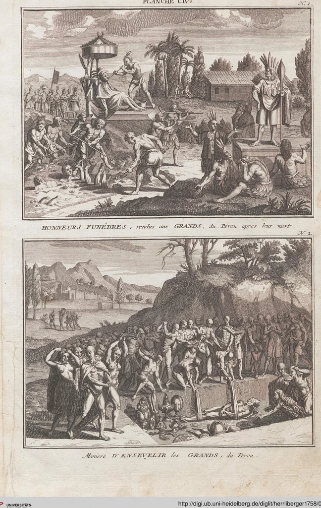 An illustration from Heilige Ceremonien, Gottes und Götzen-Dienste aller Völcker der Welt, Oder Eigentliche Vorstellung und summarischer Begriff, der vornehmsten Gottes-Dienstlichen Pflichten, Kirchen- und Tempel-Gebräuchen, der Christlich- und abgöttischen Völcker der gantzen Welt: Welche Nach des Berühmten Picarts Erfindung in Kupfer gestochen, und verlegt worden, 1748, leaf 274