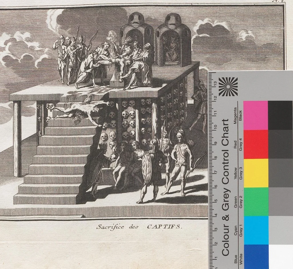 An illustration from Heilige Ceremonien, Gottes und Götzen-Dienste aller Völcker der Welt, Oder Eigentliche Vorstellung und summarischer Begriff, der vornehmsten Gottes-Dienstlichen Pflichten, Kirchen- und Tempel-Gebräuchen, der Christlich- und abgöttischen Völcker der gantzen Welt: Welche Nach des Berühmten Picarts Erfindung in Kupfer gestochen, und verlegt worden, 1748, leaf 278