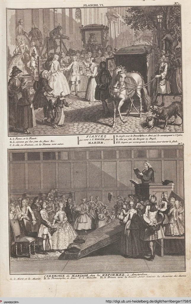 An illustration from Heilige Ceremonien, Gottes und Götzen-Dienste aller Völcker der Welt, Oder Eigentliche Vorstellung und summarischer Begriff, der vornehmsten Gottes-Dienstlichen Pflichten, Kirchen- und Tempel-Gebräuchen, der Christlich- und abgöttischen Völcker der gantzen Welt: Welche Nach des Berühmten Picarts Erfindung in Kupfer gestochen, und verlegt worden, 1748, leaf 55