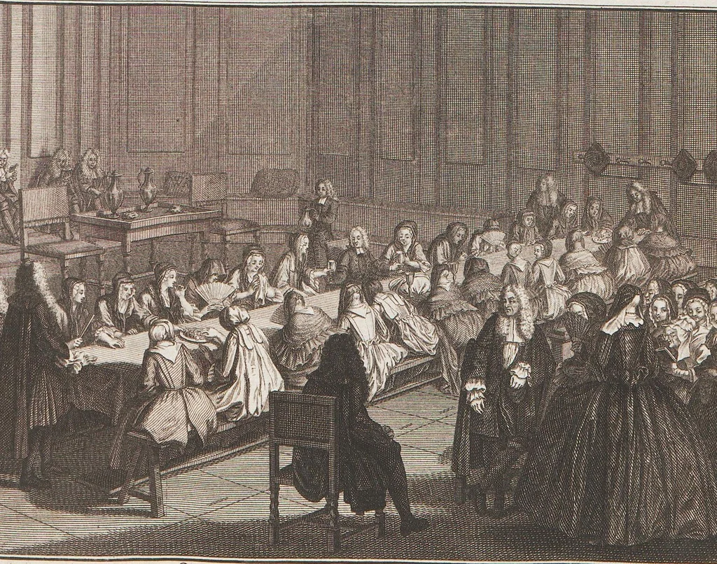 An illustration from Heilige Ceremonien, Gottes und Götzen-Dienste aller Völcker der Welt, Oder Eigentliche Vorstellung und summarischer Begriff, der vornehmsten Gottes-Dienstlichen Pflichten, Kirchen- und Tempel-Gebräuchen, der Christlich- und abgöttischen Völcker der gantzen Welt: Welche Nach des Berühmten Picarts Erfindung in Kupfer gestochen, und verlegt worden, 1748, leaf 59