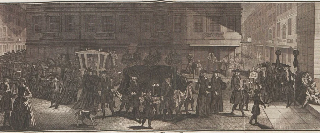 An illustration from Heilige Ceremonien, Gottes und Götzen-Dienste aller Völcker der Welt, Oder Eigentliche Vorstellung und summarischer Begriff, der vornehmsten Gottes-Dienstlichen Pflichten, Kirchen- und Tempel-Gebräuchen, der Christlich- und abgöttischen Völcker der gantzen Welt: Welche Nach des Berühmten Picarts Erfindung in Kupfer gestochen, und verlegt worden, 1748, leaf 62