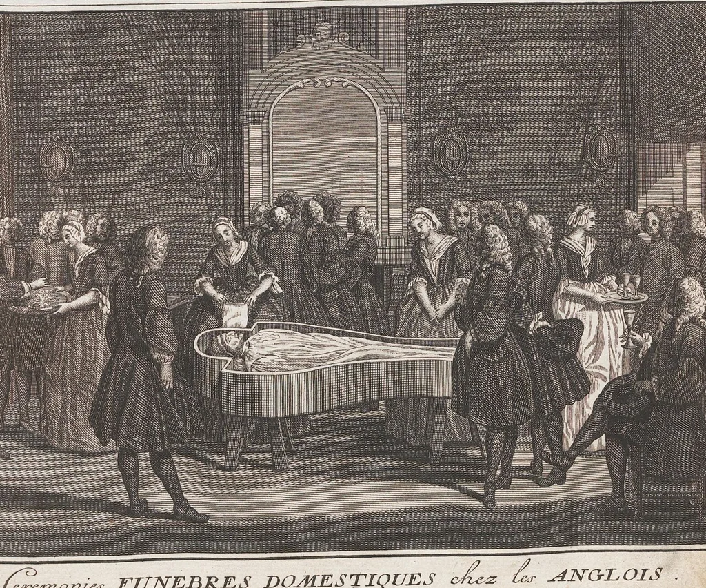 An illustration from Heilige Ceremonien, Gottes und Götzen-Dienste aller Völcker der Welt, Oder Eigentliche Vorstellung und summarischer Begriff, der vornehmsten Gottes-Dienstlichen Pflichten, Kirchen- und Tempel-Gebräuchen, der Christlich- und abgöttischen Völcker der gantzen Welt: Welche Nach des Berühmten Picarts Erfindung in Kupfer gestochen, und verlegt worden, 1748, leaf 63