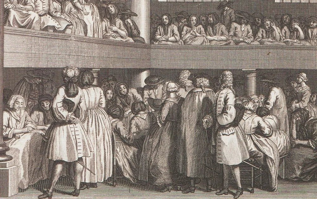 An illustration from Heilige Ceremonien, Gottes und Götzen-Dienste aller Völcker der Welt, Oder Eigentliche Vorstellung und summarischer Begriff, der vornehmsten Gottes-Dienstlichen Pflichten, Kirchen- und Tempel-Gebräuchen, der Christlich- und abgöttischen Völcker der gantzen Welt: Welche Nach des Berühmten Picarts Erfindung in Kupfer gestochen, und verlegt worden, 1748, leaf 64