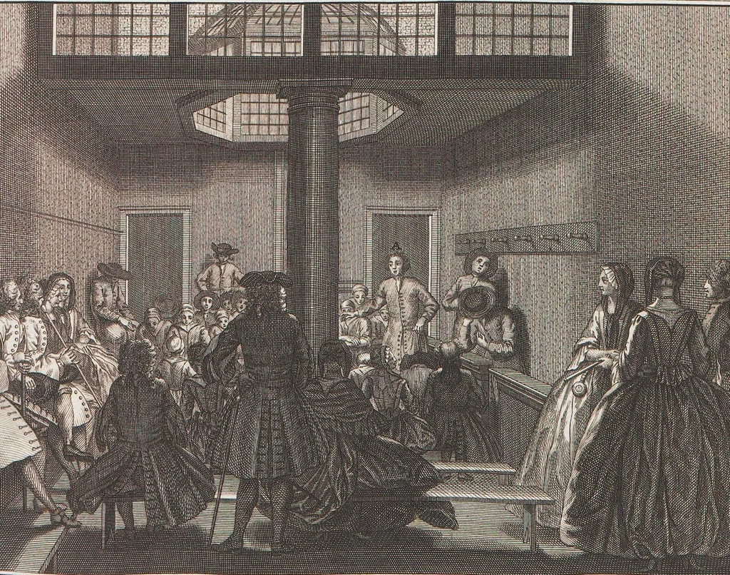 An illustration from Heilige Ceremonien, Gottes und Götzen-Dienste aller Völcker der Welt, Oder Eigentliche Vorstellung und summarischer Begriff, der vornehmsten Gottes-Dienstlichen Pflichten, Kirchen- und Tempel-Gebräuchen, der Christlich- und abgöttischen Völcker der gantzen Welt: Welche Nach des Berühmten Picarts Erfindung in Kupfer gestochen, und verlegt worden, 1748, leaf 64