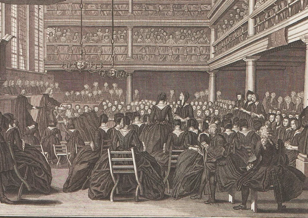 An illustration from Heilige Ceremonien, Gottes und Götzen-Dienste aller Völcker der Welt, Oder Eigentliche Vorstellung und summarischer Begriff, der vornehmsten Gottes-Dienstlichen Pflichten, Kirchen- und Tempel-Gebräuchen, der Christlich- und abgöttischen Völcker der gantzen Welt: Welche Nach des Berühmten Picarts Erfindung in Kupfer gestochen, und verlegt worden, 1748, leaf 67