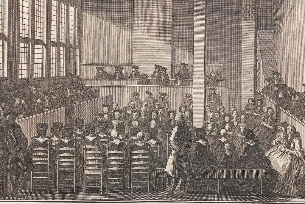 An illustration from Heilige Ceremonien, Gottes und Götzen-Dienste aller Völcker der Welt, Oder Eigentliche Vorstellung und summarischer Begriff, der vornehmsten Gottes-Dienstlichen Pflichten, Kirchen- und Tempel-Gebräuchen, der Christlich- und abgöttischen Völcker der gantzen Welt: Welche Nach des Berühmten Picarts Erfindung in Kupfer gestochen, und verlegt worden, 1748, leaf 72