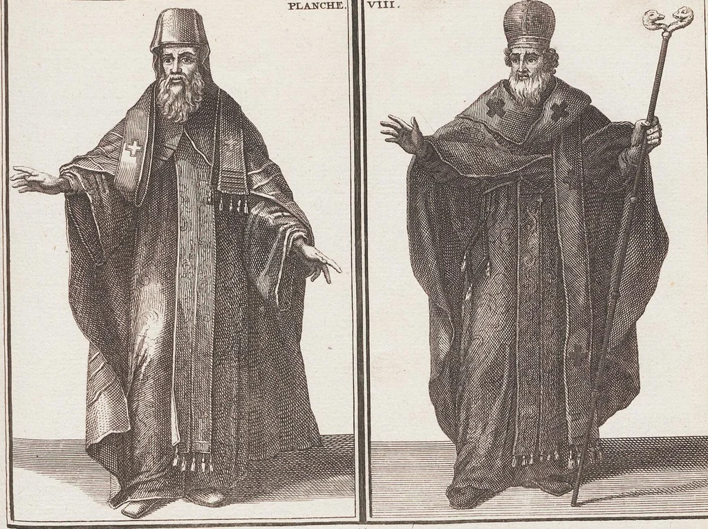 An illustration from Heilige Ceremonien, Gottes und Götzen-Dienste aller Völcker der Welt, Oder Eigentliche Vorstellung und summarischer Begriff, der vornehmsten Gottes-Dienstlichen Pflichten, Kirchen- und Tempel-Gebräuchen, der Christlich- und abgöttischen Völcker der gantzen Welt: Welche Nach des Berühmten Picarts Erfindung in Kupfer gestochen, und verlegt worden, 1748, leaf 82