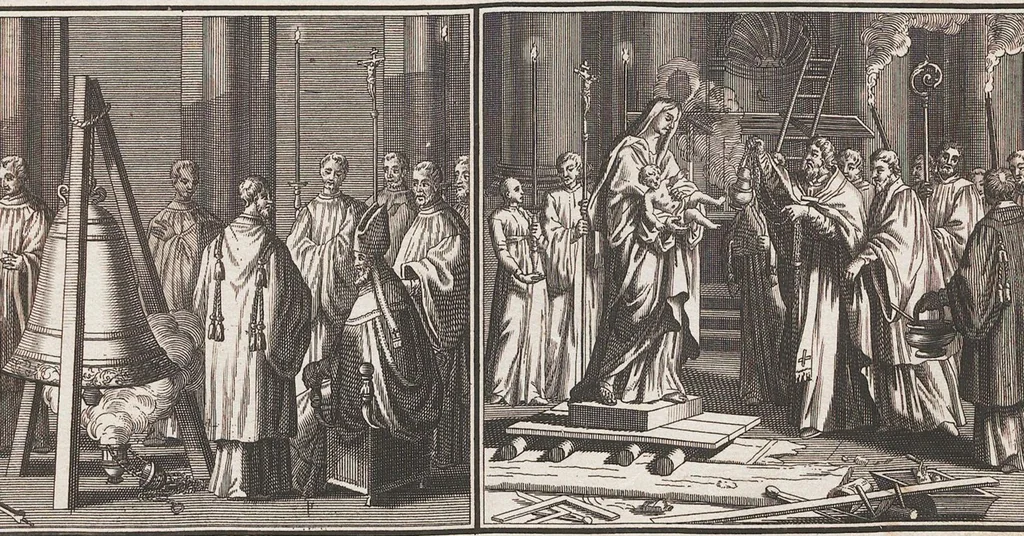 An illustration from Heilige Ceremonien, Gottes und Götzen-Dienste aller Völcker der Welt, Oder Eigentliche Vorstellung und summarischer Begriff, der vornehmsten Gottes-Dienstlichen Pflichten, Kirchen- und Tempel-Gebräuchen, der Christlich- und abgöttischen Völcker der gantzen Welt: Welche Nach des Berühmten Picarts Erfindung in Kupfer gestochen, und verlegt worden, 1748, leaf 96