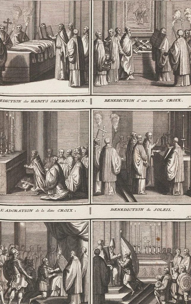 An illustration from Heilige Ceremonien, Gottes und Götzen-Dienste aller Völcker der Welt, Oder Eigentliche Vorstellung und summarischer Begriff, der vornehmsten Gottes-Dienstlichen Pflichten, Kirchen- und Tempel-Gebräuchen, der Christlich- und abgöttischen Völcker der gantzen Welt: Welche Nach des Berühmten Picarts Erfindung in Kupfer gestochen, und verlegt worden, 1748, leaf 98