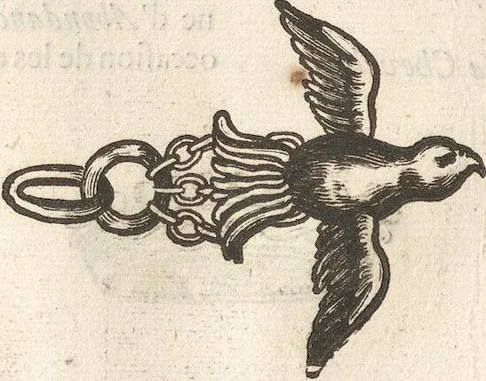 An illustration from Le Grand Cabinet Romain Ou Recueil D'Antiquitez Romaines: Qui consistent en Bas Reliefs, Statues des Dieux & des Hommes, Instruments Sacerdotaux, Lampes, Urnes, Seaux, Brasselets, Clefs, Anneaux, & Phioles lacrimales, Que L'On Trouve A Rome, 1706, leaf 110