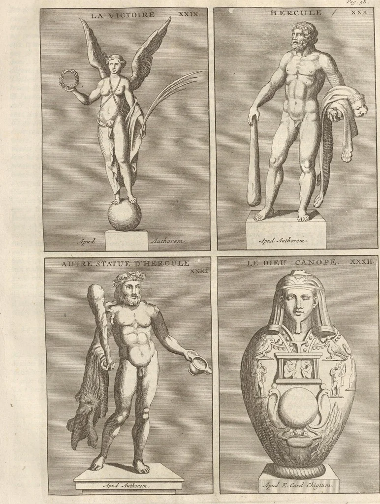 An illustration from Le Grand Cabinet Romain Ou Recueil D'Antiquitez Romaines: Qui consistent en Bas Reliefs, Statues des Dieux & des Hommes, Instruments Sacerdotaux, Lampes, Urnes, Seaux, Brasselets, Clefs, Anneaux, & Phioles lacrimales, Que L'On Trouve A Rome, 1706, leaf 123