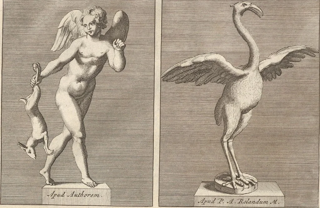 An illustration from Le Grand Cabinet Romain Ou Recueil D'Antiquitez Romaines: Qui consistent en Bas Reliefs, Statues des Dieux & des Hommes, Instruments Sacerdotaux, Lampes, Urnes, Seaux, Brasselets, Clefs, Anneaux, & Phioles lacrimales, Que L'On Trouve A Rome, 1706, leaf 142