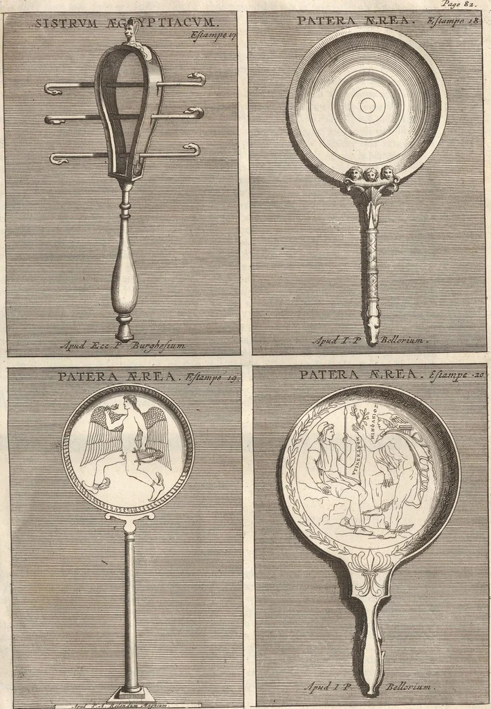 An illustration from Le Grand Cabinet Romain Ou Recueil D'Antiquitez Romaines: Qui consistent en Bas Reliefs, Statues des Dieux & des Hommes, Instruments Sacerdotaux, Lampes, Urnes, Seaux, Brasselets, Clefs, Anneaux, & Phioles lacrimales, Que L'On Trouve A Rome, 1706, leaf 163