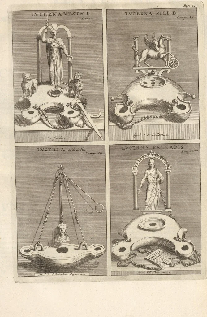 An illustration from Le Grand Cabinet Romain Ou Recueil D'Antiquitez Romaines: Qui consistent en Bas Reliefs, Statues des Dieux & des Hommes, Instruments Sacerdotaux, Lampes, Urnes, Seaux, Brasselets, Clefs, Anneaux, & Phioles lacrimales, Que L'On Trouve A Rome, 1706, leaf 183