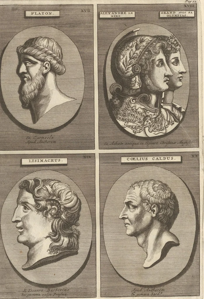 An illustration from Le Grand Cabinet Romain Ou Recueil D'Antiquitez Romaines: Qui consistent en Bas Reliefs, Statues des Dieux & des Hommes, Instruments Sacerdotaux, Lampes, Urnes, Seaux, Brasselets, Clefs, Anneaux, & Phioles lacrimales, Que L'On Trouve A Rome, 1706, leaf 43