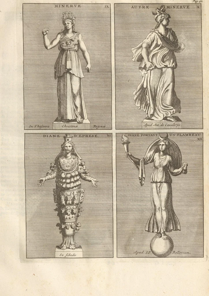 An illustration from Le Grand Cabinet Romain Ou Recueil D'Antiquitez Romaines: Qui consistent en Bas Reliefs, Statues des Dieux & des Hommes, Instruments Sacerdotaux, Lampes, Urnes, Seaux, Brasselets, Clefs, Anneaux, & Phioles lacrimales, Que L'On Trouve A Rome, 1706, leaf 97