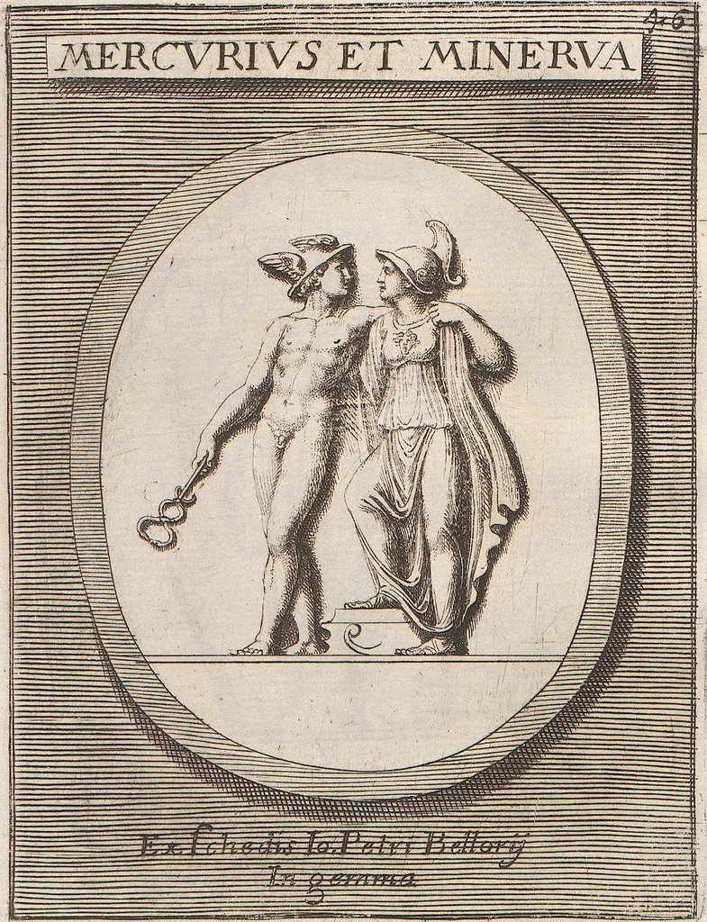 An illustration from Michaelis Angeli Causei De La Chausse Parisini Romanum Museum Sive Thesaurus Eruditae Antiquitatis: In Quo Gemmae, Idola, Insignia Sacerdotalia, Instrumenta sacrificijs, inservientia, Lucernae, Vasa, Bullae, Armillae, Fibulae, Claves, Annulli, Tesserae, Styli, Strigiles, Gutti, Phialae lacrymatoriae, vota, Signa Militaria, Marmora &c., 1707, leaf 102