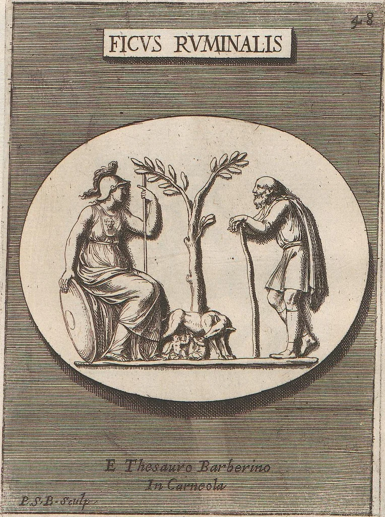 An illustration from Michaelis Angeli Causei De La Chausse Parisini Romanum Museum Sive Thesaurus Eruditae Antiquitatis: In Quo Gemmae, Idola, Insignia Sacerdotalia, Instrumenta sacrificijs, inservientia, Lucernae, Vasa, Bullae, Armillae, Fibulae, Claves, Annulli, Tesserae, Styli, Strigiles, Gutti, Phialae lacrymatoriae, vota, Signa Militaria, Marmora &c., 1707, leaf 104