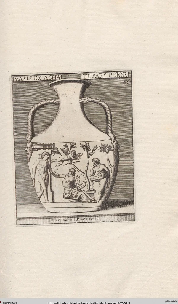An illustration from Michaelis Angeli Causei De La Chausse Parisini Romanum Museum Sive Thesaurus Eruditae Antiquitatis: In Quo Gemmae, Idola, Insignia Sacerdotalia, Instrumenta sacrificijs, inservientia, Lucernae, Vasa, Bullae, Armillae, Fibulae, Claves, Annulli, Tesserae, Styli, Strigiles, Gutti, Phialae lacrymatoriae, vota, Signa Militaria, Marmora &c., 1707, leaf 111