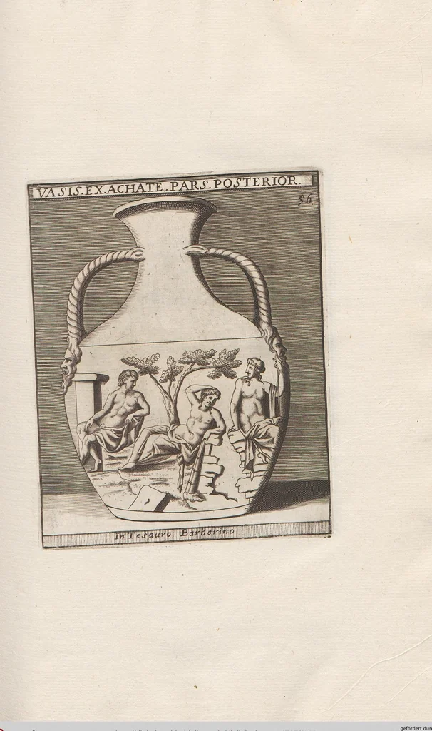 An illustration from Michaelis Angeli Causei De La Chausse Parisini Romanum Museum Sive Thesaurus Eruditae Antiquitatis: In Quo Gemmae, Idola, Insignia Sacerdotalia, Instrumenta sacrificijs, inservientia, Lucernae, Vasa, Bullae, Armillae, Fibulae, Claves, Annulli, Tesserae, Styli, Strigiles, Gutti, Phialae lacrymatoriae, vota, Signa Militaria, Marmora &c., 1707, leaf 112