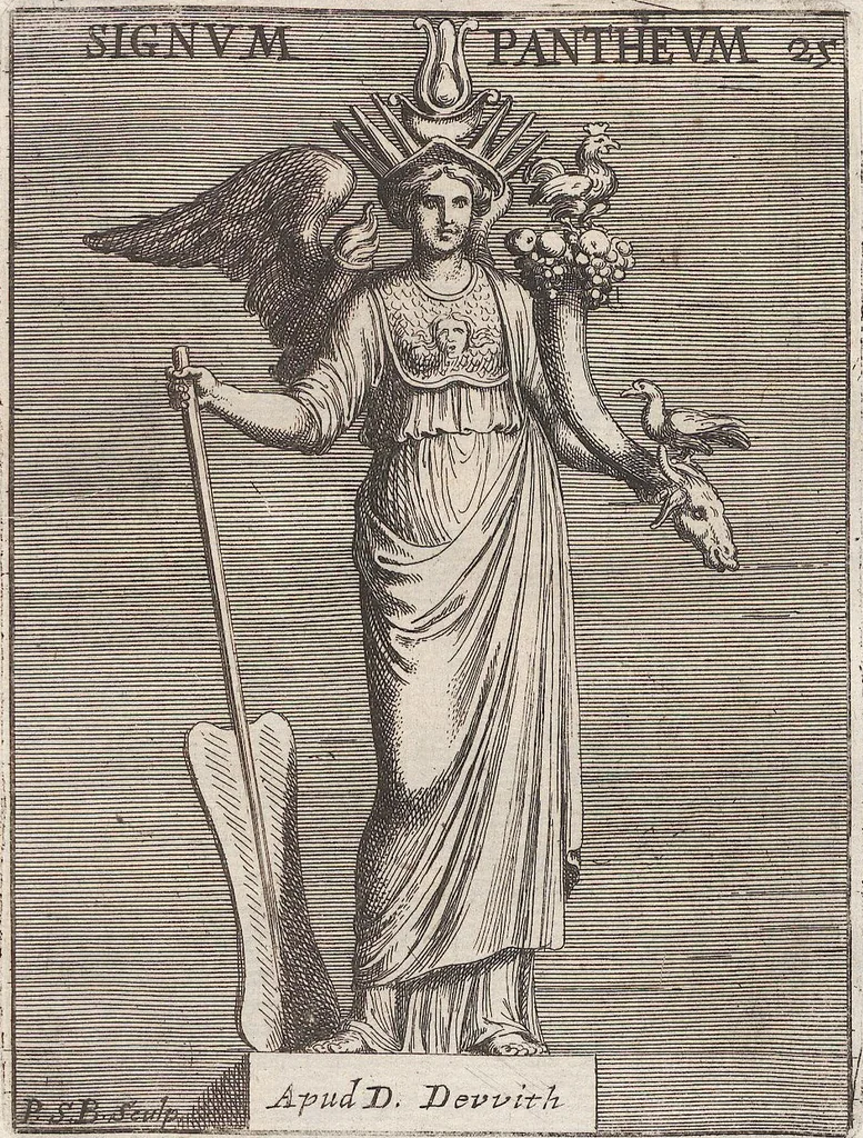 An illustration from Michaelis Angeli Causei De La Chausse Parisini Romanum Museum Sive Thesaurus Eruditae Antiquitatis: In Quo Gemmae, Idola, Insignia Sacerdotalia, Instrumenta sacrificijs, inservientia, Lucernae, Vasa, Bullae, Armillae, Fibulae, Claves, Annulli, Tesserae, Styli, Strigiles, Gutti, Phialae lacrymatoriae, vota, Signa Militaria, Marmora &c., 1707, leaf 182