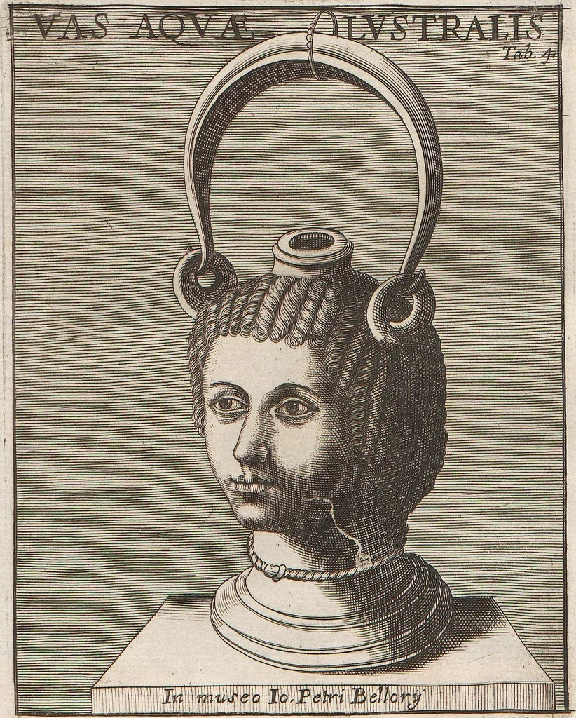 An illustration from Michaelis Angeli Causei De La Chausse Parisini Romanum Museum Sive Thesaurus Eruditae Antiquitatis: In Quo Gemmae, Idola, Insignia Sacerdotalia, Instrumenta sacrificijs, inservientia, Lucernae, Vasa, Bullae, Armillae, Fibulae, Claves, Annulli, Tesserae, Styli, Strigiles, Gutti, Phialae lacrymatoriae, vota, Signa Militaria, Marmora &c., 1707, leaf 225
