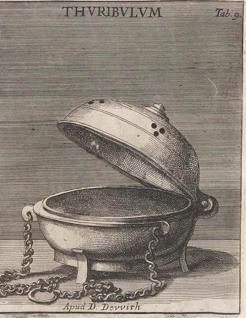 An illustration from Michaelis Angeli Causei De La Chausse Parisini Romanum Museum Sive Thesaurus Eruditae Antiquitatis: In Quo Gemmae, Idola, Insignia Sacerdotalia, Instrumenta sacrificijs, inservientia, Lucernae, Vasa, Bullae, Armillae, Fibulae, Claves, Annulli, Tesserae, Styli, Strigiles, Gutti, Phialae lacrymatoriae, vota, Signa Militaria, Marmora &c., 1707, leaf 230