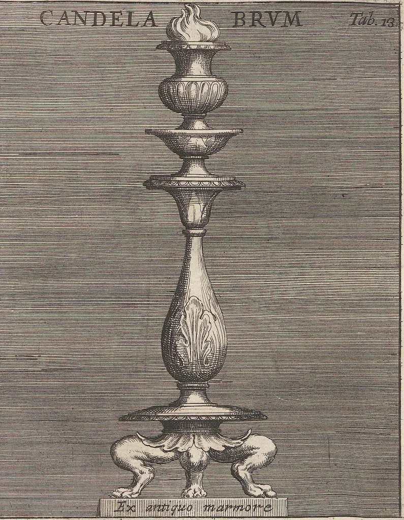 An illustration from Michaelis Angeli Causei De La Chausse Parisini Romanum Museum Sive Thesaurus Eruditae Antiquitatis: In Quo Gemmae, Idola, Insignia Sacerdotalia, Instrumenta sacrificijs, inservientia, Lucernae, Vasa, Bullae, Armillae, Fibulae, Claves, Annulli, Tesserae, Styli, Strigiles, Gutti, Phialae lacrymatoriae, vota, Signa Militaria, Marmora &c., 1707, leaf 234