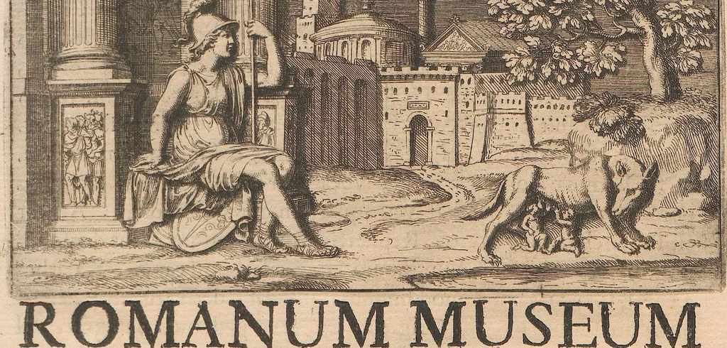 An illustration from Michaelis Angeli Causei De La Chausse Parisini Romanum Museum Sive Thesaurus Eruditae Antiquitatis: In Quo Gemmae, Idola, Insignia Sacerdotalia, Instrumenta sacrificijs, inservientia, Lucernae, Vasa, Bullae, Armillae, Fibulae, Claves, Annulli, Tesserae, Styli, Strigiles, Gutti, Phialae lacrymatoriae, vota, Signa Militaria, Marmora &c., 1707, leaf 25