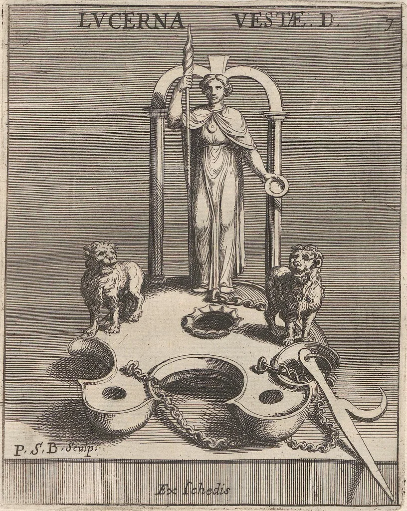 An illustration from Michaelis Angeli Causei De La Chausse Parisini Romanum Museum Sive Thesaurus Eruditae Antiquitatis: In Quo Gemmae, Idola, Insignia Sacerdotalia, Instrumenta sacrificijs, inservientia, Lucernae, Vasa, Bullae, Armillae, Fibulae, Claves, Annulli, Tesserae, Styli, Strigiles, Gutti, Phialae lacrymatoriae, vota, Signa Militaria, Marmora &c., 1707, leaf 268