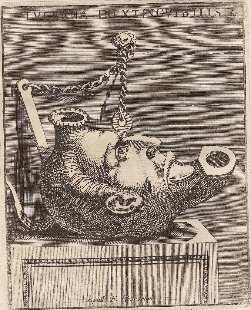 An illustration from Michaelis Angeli Causei De La Chausse Parisini Romanum Museum Sive Thesaurus Eruditae Antiquitatis: In Quo Gemmae, Idola, Insignia Sacerdotalia, Instrumenta sacrificijs, inservientia, Lucernae, Vasa, Bullae, Armillae, Fibulae, Claves, Annulli, Tesserae, Styli, Strigiles, Gutti, Phialae lacrymatoriae, vota, Signa Militaria, Marmora &c., 1707, leaf 280