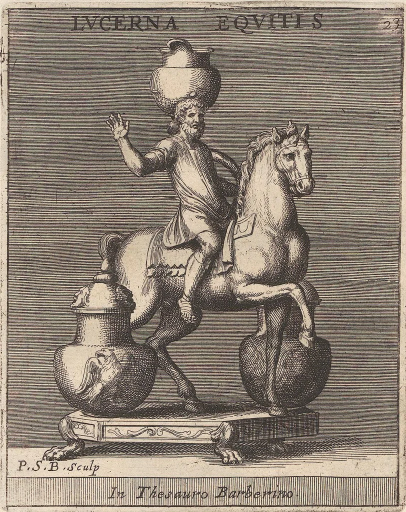 An illustration from Michaelis Angeli Causei De La Chausse Parisini Romanum Museum Sive Thesaurus Eruditae Antiquitatis: In Quo Gemmae, Idola, Insignia Sacerdotalia, Instrumenta sacrificijs, inservientia, Lucernae, Vasa, Bullae, Armillae, Fibulae, Claves, Annulli, Tesserae, Styli, Strigiles, Gutti, Phialae lacrymatoriae, vota, Signa Militaria, Marmora &c., 1707, leaf 284