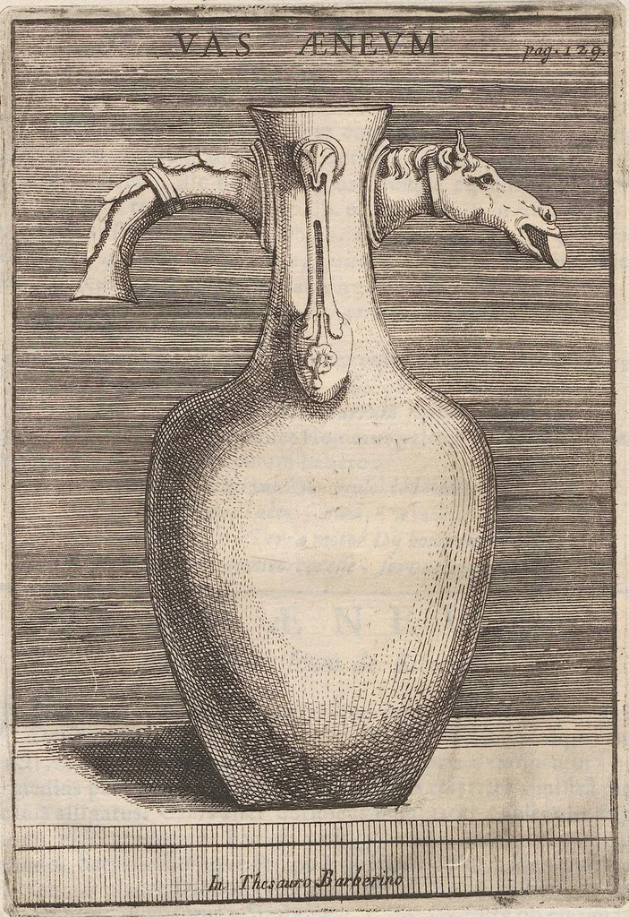 An illustration from Michaelis Angeli Causei De La Chausse Parisini Romanum Museum Sive Thesaurus Eruditae Antiquitatis: In Quo Gemmae, Idola, Insignia Sacerdotalia, Instrumenta sacrificijs, inservientia, Lucernae, Vasa, Bullae, Armillae, Fibulae, Claves, Annulli, Tesserae, Styli, Strigiles, Gutti, Phialae lacrymatoriae, vota, Signa Militaria, Marmora &c., 1707, leaf 339