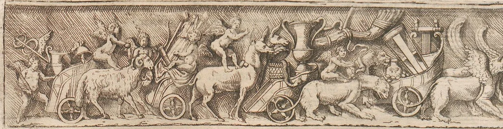 An illustration from Michaelis Angeli Causei De La Chausse Parisini Romanum Museum Sive Thesaurus Eruditae Antiquitatis: In Quo Gemmae, Idola, Insignia Sacerdotalia, Instrumenta sacrificijs, inservientia, Lucernae, Vasa, Bullae, Armillae, Fibulae, Claves, Annulli, Tesserae, Styli, Strigiles, Gutti, Phialae lacrymatoriae, vota, Signa Militaria, Marmora &c., 1707, leaf 344