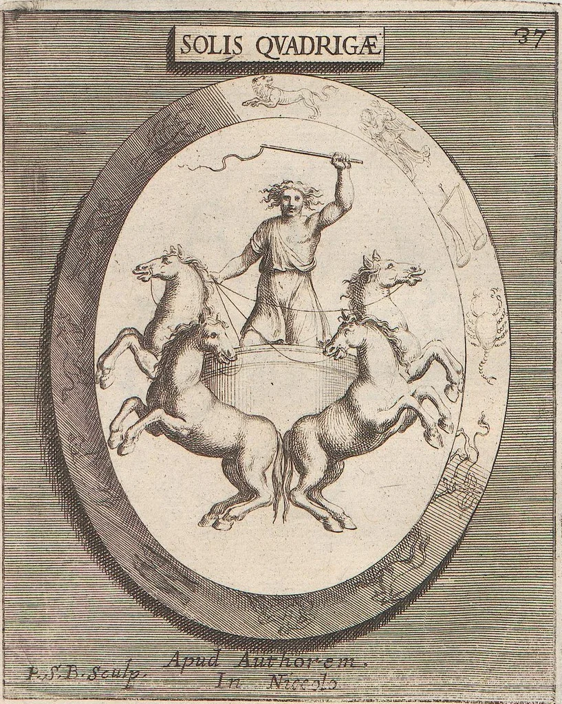 An illustration from Michaelis Angeli Causei De La Chausse Parisini Romanum Museum Sive Thesaurus Eruditae Antiquitatis: In Quo Gemmae, Idola, Insignia Sacerdotalia, Instrumenta sacrificijs, inservientia, Lucernae, Vasa, Bullae, Armillae, Fibulae, Claves, Annulli, Tesserae, Styli, Strigiles, Gutti, Phialae lacrymatoriae, vota, Signa Militaria, Marmora &c., 1707, leaf 93
