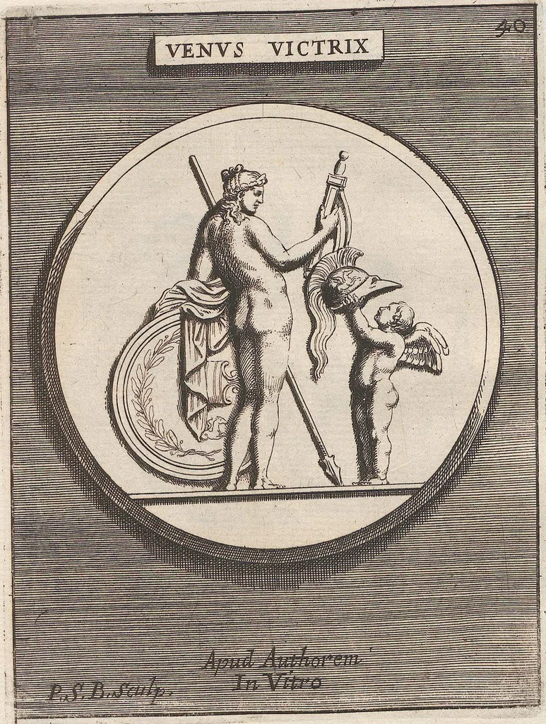 An illustration from Michaelis Angeli Causei De La Chausse Parisini Romanum Museum Sive Thesaurus Eruditae Antiquitatis: In Quo Gemmae, Idola, Insignia Sacerdotalia, Instrumenta sacrificijs, inservientia, Lucernae, Vasa, Bullae, Armillae, Fibulae, Claves, Annulli, Tesserae, Styli, Strigiles, Gutti, Phialae lacrymatoriae, vota, Signa Militaria, Marmora &c., 1707, leaf 96