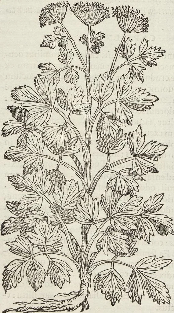 An illustration from Petri Andreae Matthioli Medici Senensis Commentarii, In Libros Sex Pedacii Dioscoridis Anazarbei, De Medica Materia: Adiectis quàm plurimis plantarum & animalium imaginibus, eodem authore, 1554, leaf 416