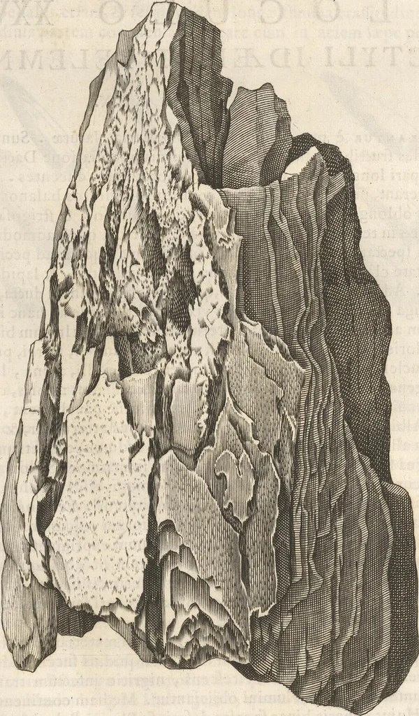 An illustration from Michaelis Mercati Samminiatensis Metallotheca: Opus Posthumum, Auctoritate, & Munificentiâ Clementis Undecimi Pontificis Maximi E' tenebris in lucem eductum; Opera autem, & studio Joannis Mariae Lancisii Archiatri Pontificii Illustratum. Cui Accessit Appendix Cum XIX. Recens Inventis Iconibus, 1719, leaf 357