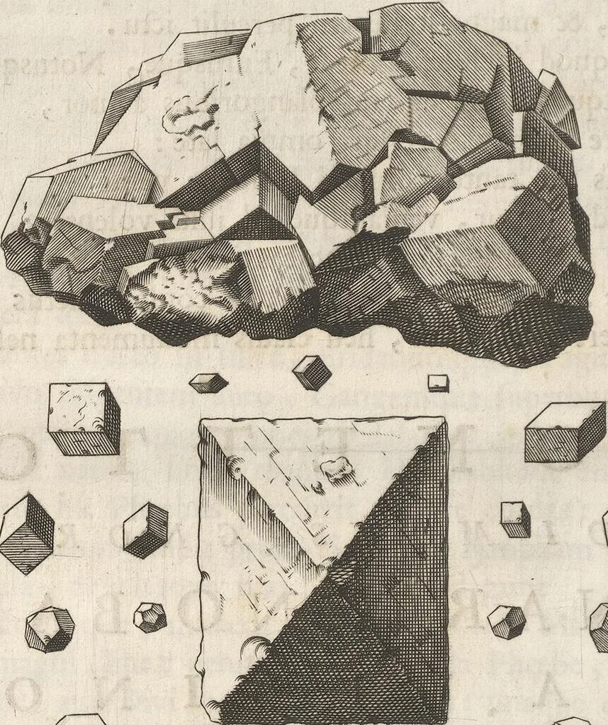 An illustration from Michaelis Mercati Samminiatensis Metallotheca: Opus Posthumum, Auctoritate, & Munificentiâ Clementis Undecimi Pontificis Maximi E' tenebris in lucem eductum; Opera autem, & studio Joannis Mariae Lancisii Archiatri Pontificii Illustratum. Cui Accessit Appendix Cum XIX. Recens Inventis Iconibus, 1719, leaf 450