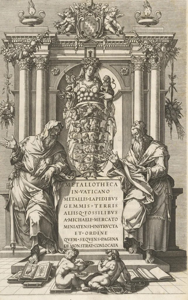 An illustration from Michaelis Mercati Samminiatensis Metallotheca: Opus Posthumum, Auctoritate, & Munificentiâ Clementis Undecimi Pontificis Maximi E' tenebris in lucem eductum; Opera autem, & studio Joannis Mariae Lancisii Archiatri Pontificii Illustratum. Cui Accessit Appendix Cum XIX. Recens Inventis Iconibus, 1719, leaf 54