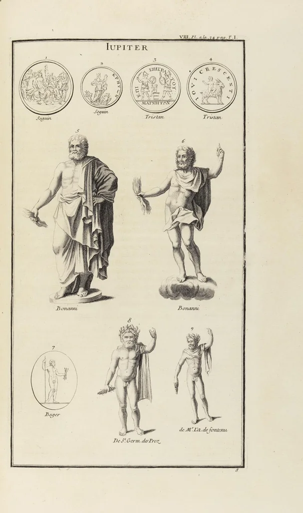 An illustration from (Band 1,1): Les dieux des Grecs & des Romain: Les Dieux du premier, du second & du troisiéme rang, selon l'ordre du tems, 1719, leaf 168