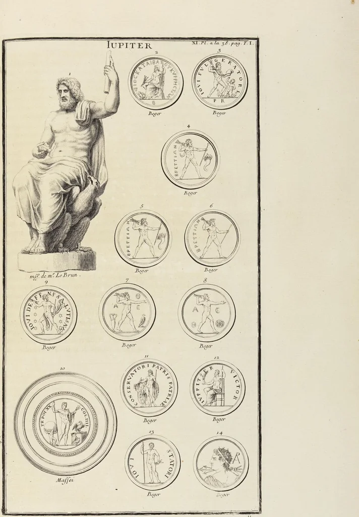 An illustration from (Band 1,1): Les dieux des Grecs & des Romain: Les Dieux du premier, du second & du troisiéme rang, selon l'ordre du tems, 1719, leaf 178